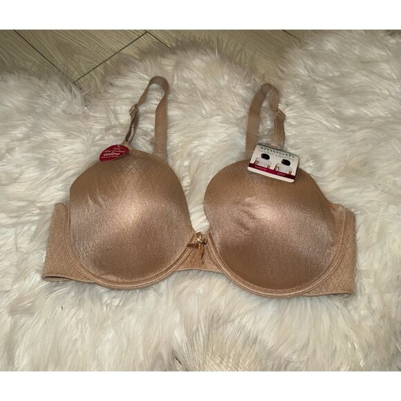 Vanity Fair 75312 Radiant Beauty Back Smoothing T-Shirt Bra UW Womens 36D Beige - Picture 1 of 6